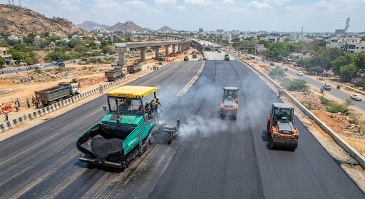 Four-lane carriageway under construction