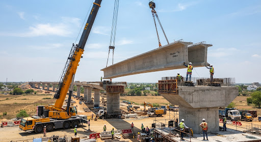 PSC girder deck over the active waterway