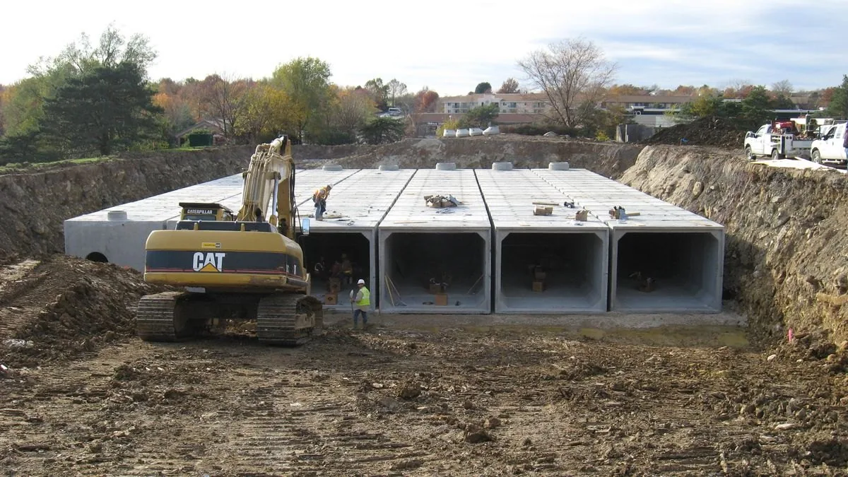 Box culverts being placed.